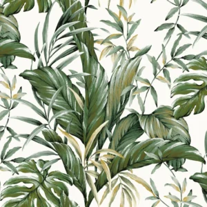 Papel de Parede Floral Verde Vivo e Off White Biarritz - PDF4204