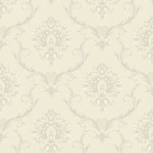 Papel de Parede Arabesco Damask Off White Perolado Biarritz - PDD4302