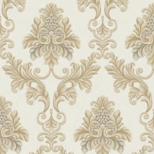 Papel de Parede Arabesco Damask Dourado com Champagne Biarritz - PDD9902