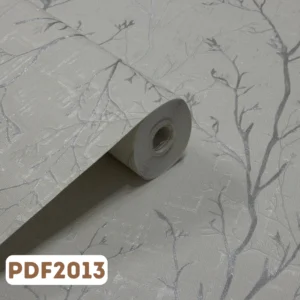 Papel de Parede Galhos Off White c/ Cinza e Brilho- PDF2013