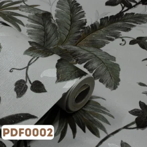 Papel de Parede Flores Cinza e Verde Escuro - PDF0002