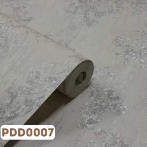 Papel de Parede Damask Off White e Cinza c/ Brilho - PDD0007