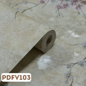Papel de Parede Flores e Galhos Off White Lilás e Cinza - PDFV103