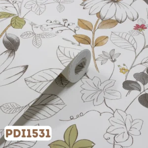 Papel de Parede Infantil Desenho Folhas Dourado - PDI1531