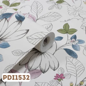 Papel de Parede Infantil Desenho Folhas Rosa - PDI1532