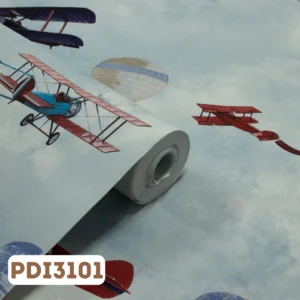 Papel de Parede Infantil Nuvens, Balões e Aviões - PDI3101