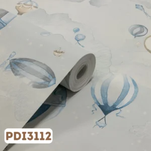 Papel de Parede Infantil Nuvens, Balões fundo azul claro - PDI3112