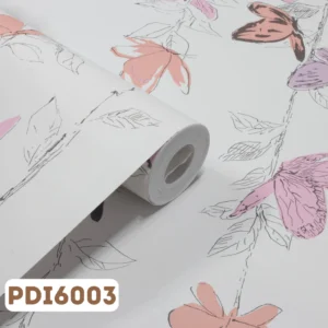 Papel de Parede Infantil Borboleta Rosa com Amarelo - PDI6003