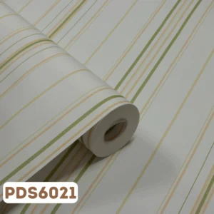 Papel de Parede Listras Verde, Laranja e Creme - PDS6021