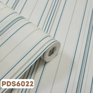 Papel de Parede Listras Azul, Cinza e Braco - PDS6022