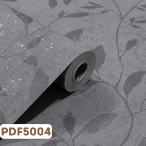 Papel de Parede Vinílico Floral Cinza c/ Brilho - PDF5004
