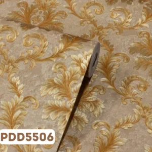 Papel de Parede Vinílico Damask Dourado Escuro - PDD5506