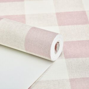 Papel de Parede Xadrez Rosa Claro - CES - M1003