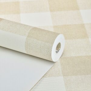 Papel de Parede Xadrez Bege Claro - CES - M1008