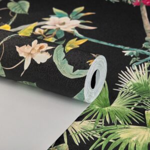 Papel de Parede Floral Preto - TS18150