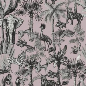 Papel de Parede Rosa Floral Animais - P07/CC-001050