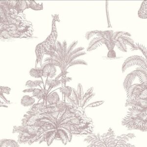 Papel de Parede Branco Floral Animais - P08/CC-001010
