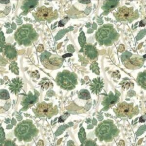 Papel de Parede Branco Verde Floral Pássaro  - P01 - ENL-2902