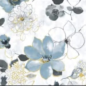 Papel de Parede Azul Floral -  P24 - ENL-3307