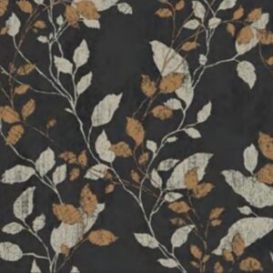 Papel de Parede Preto Folhas Floral  - P35 - ENL-1014