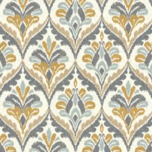 Papel de Parede Cinza Azulado Bege Colonial Arabesco - IF-005902