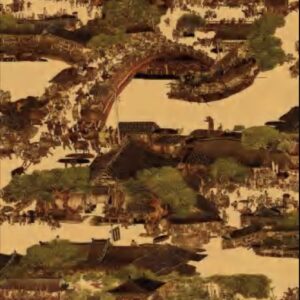 Papel de Parede Marrom e Dourado Ponte em Arco - IF-182191
