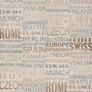 Papel de Parede Bege e Marrom Tipografia de Cidades e Países - IF-472301