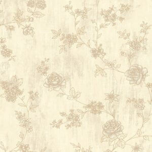 Papel de Parede Bege Escuro Marfim Floral - CS-001602