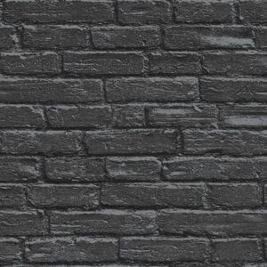 Papel de Parede Preto Tijolinho Rústico - CS-373403