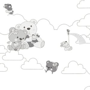 Papel de Parede Infantil Ursinhos Branco e Preto - MD-2906