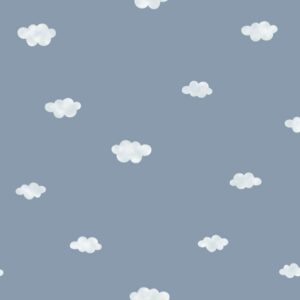 Papel de Parede Infantil Nuvens Azul Escuro -  MD-1208