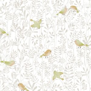 Papel de Parede Infantil Pássaros Verde - MD-0806