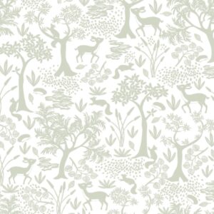 Papel de Parede Infantil Animaizinhos Verde - MD-0401