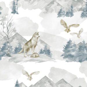 Papel de Parede Infantil Animaizinhos Azul - MD-1301
