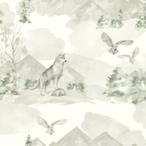 Papel de Parede Infantil Animaizinhos Verde - MD-1302